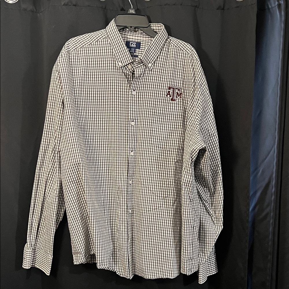 A&M Aggie Cutter & Buck Men's Gingham Shirt